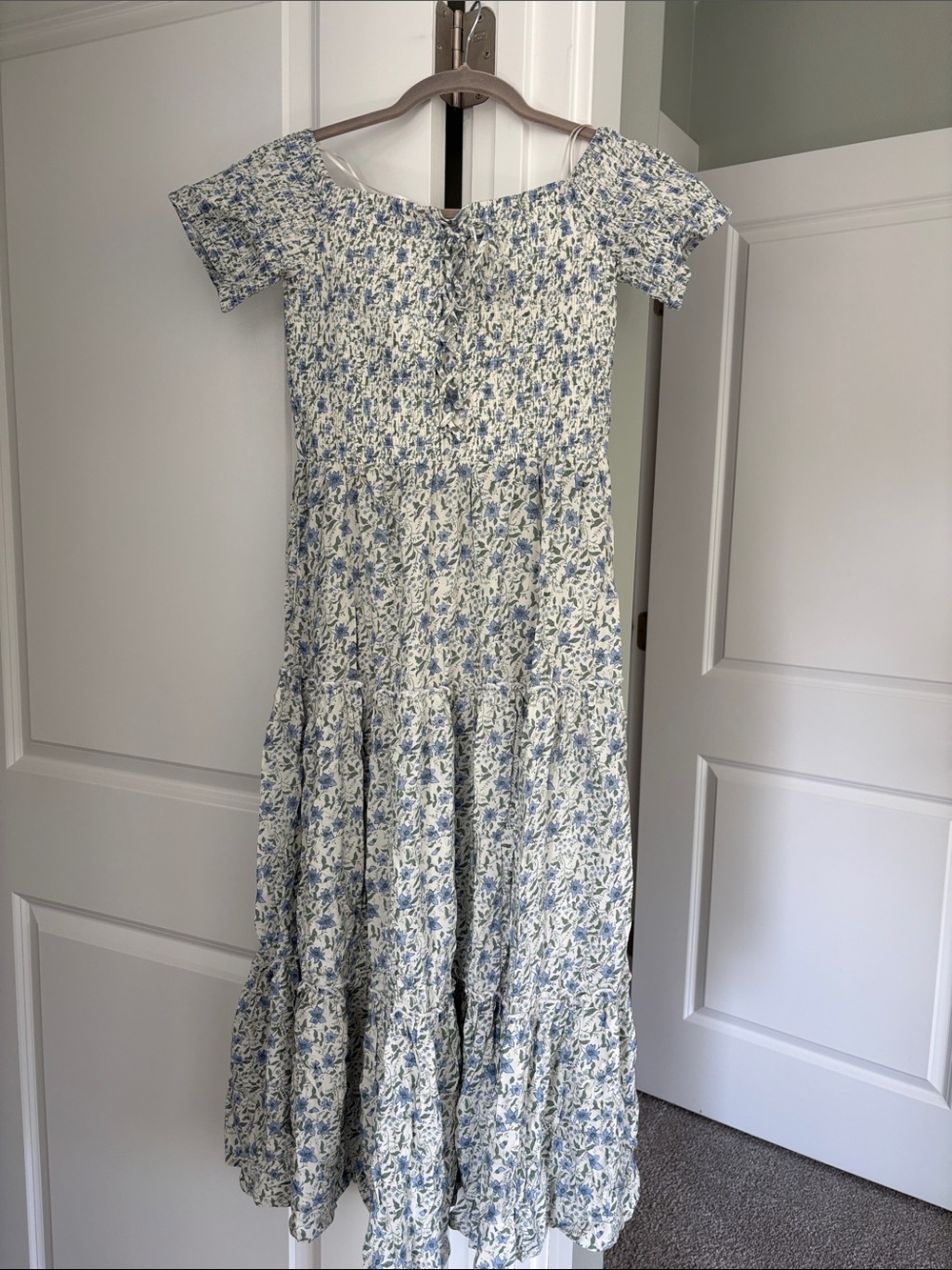 Floral Maxi Dress in Light Blue and White